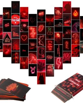 50Pcs Red Neon Aesthetic Pictures for Wall Collage Kits
