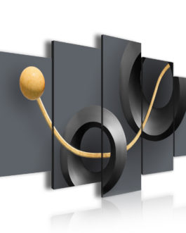 OEM Print 5 Panel Abstract Black Islamic Canvas Paintings Wall Art For Office