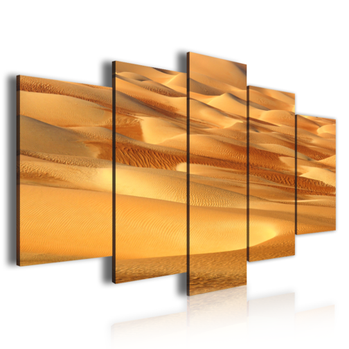 Landscape Gold African Desert 5 Panel Wall Art Framed Printing Painting Canvas
