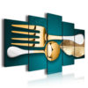 Digital Printing Tableware 5 Panel Kitchen Decor Stretched Waxed Fabric Wall Canvas