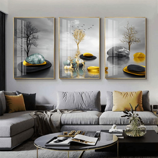 3 piece canvas wall art Crystal Porcelain Painting Landscape Wall Art Oil Painting art sets animal canvas painting