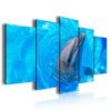 OEM Design Dolphin Prints 5 Panel Wall Decor Art Painting Canvas With Frame