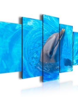OEM Design Dolphin Prints 5 Panel Wall Decor Art Painting Canvas With Frame