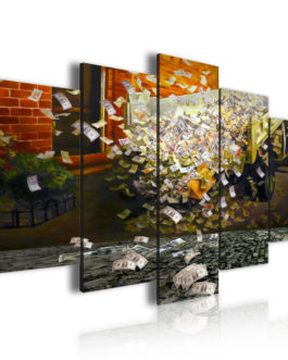 Wholesale Home Decor OEM Print 5 Panel Wood Handmade Paintings Panel On Canvas