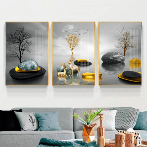 3 piece canvas wall art Crystal Porcelain Painting Landscape Wall Art Oil Painting art sets animal canvas painting