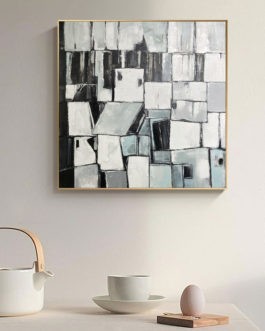Hot Sale & High Quality Home Goods Impressionist Style Wall Art Oil Painting On Canvas (Dark Gray 80*80cm)