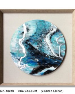 Turquoise blue oil painting shadow box