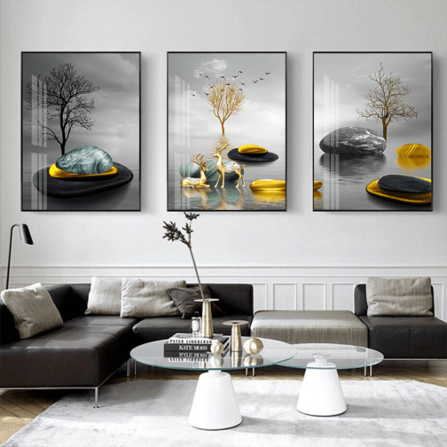 3 piece canvas wall art Crystal Porcelain Painting Landscape Wall Art Oil Painting art sets animal canvas painting