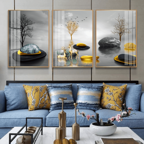 3 piece canvas wall art Crystal Porcelain Painting Landscape Wall Art Oil Painting art sets animal canvas painting