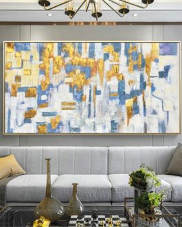 Large Size Abstract Painting Horizontal Background Wall Cuadros Decorative Painting Modern Gold Foil Framed Painting