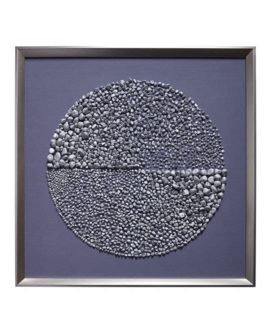 Hand-made Silver Natural Stone Wall Art Painting with Frame (Ivory)