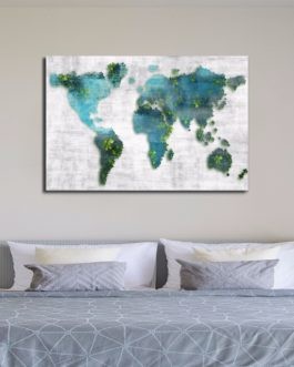 Large Modern World Map Canvas Prints for Office Wall Decor