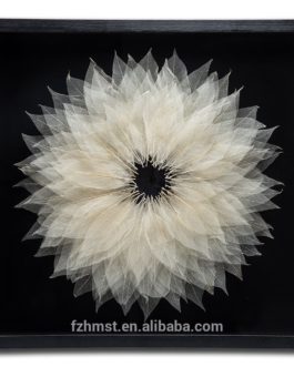 Modern Framed Linden Leaves Wall Art Painting for Hotel Decoration (Black)