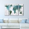 Large Modern World Map Canvas Prints for Office Wall Decor