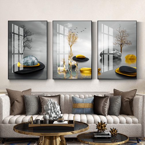 3 piece canvas wall art Crystal Porcelain Painting Landscape Wall Art Oil Painting art sets animal canvas painting