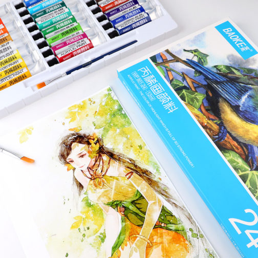 24 Colors Painting Drawing Canvas Wood Ceramic Fabric Non Toxic acrylic paints