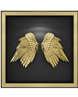 High-end atmosphere golden wings wall decoration 3D painting elegant decorative painting (Black)