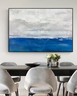 Handmade Color Drops Modern Abstract Canvas Wall Art for Living Room (Dark Gray 60*90cm)
