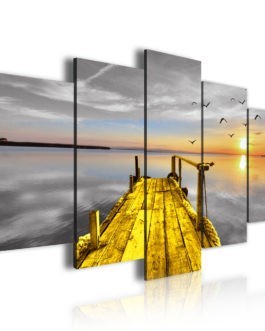 New Tendency Gold Design 5 Panel Canvas Art Wall Decorative Paintings Without Frame