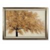 Golden Folied Tree Handpaint Framed Oil Painting on Paper Shadow Box Wall Art Decor
