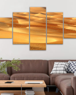 Landscape Gold African Desert 5 Panel Wall Art Framed Printing Painting Canvas