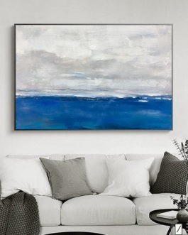 Handmade Color Drops Modern Abstract Canvas Wall Art for Living Room (Dark Gray 60*90cm)