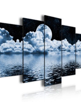 No MOQ Framed Sunset Seascape 5 Panel Custom Art Painting Canvas