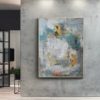 Fast Delivery Vertical Abstract Textured Painting Modern Wall Decoration Art with Golden Frame