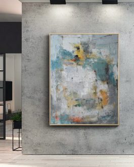 Fast Delivery Vertical Abstract Textured Painting Modern Wall Decoration Art with Golden Frame