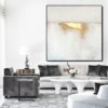 Modern Floater Framed Handmade Gold Abstract Wall Art Canvas Oil Painting for Home Decoration