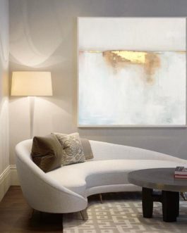 Modern Floater Framed Handmade Gold Abstract Wall Art Canvas Oil Painting for Home Decoration