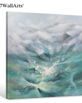 Modern painting Home Decor Contemporary wall art,Green Field under The Snowy Moutain Abstract Oil decorative painting