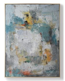 Fast Delivery Vertical Abstract Textured Painting Modern Wall Decoration Art with Golden Frame