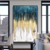 Modern abstract acrylic painting blue white gold canvas painting cuadros abstractos on canvas wall art for home decor